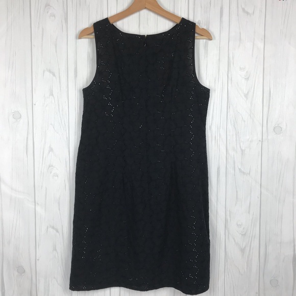 Ann Taylor Loft Eyelet Shift Dress Size 4 Black - Picture 4 of 7